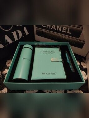 Signature Blue Unisex Notebook & Flask Set with Pen